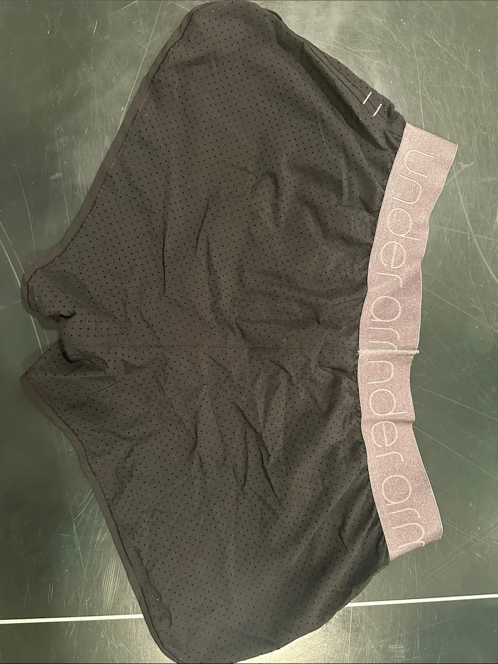 Under Armour Black Athletic Shorts with Gray Waistband